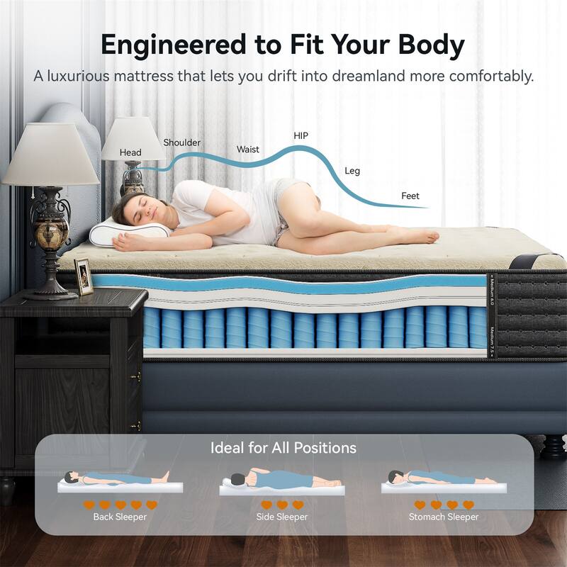 IFLUOUS 14 in. Luxurious Double-Sided Hybrid Mattress – Medium/Firm with CertiPUR-US, SGS and OEKO-TEX