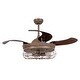 preview thumbnail 3 of 7, Industry 46-inch Bronze Industrial Weathered Oak Retractable Ceiling Fan