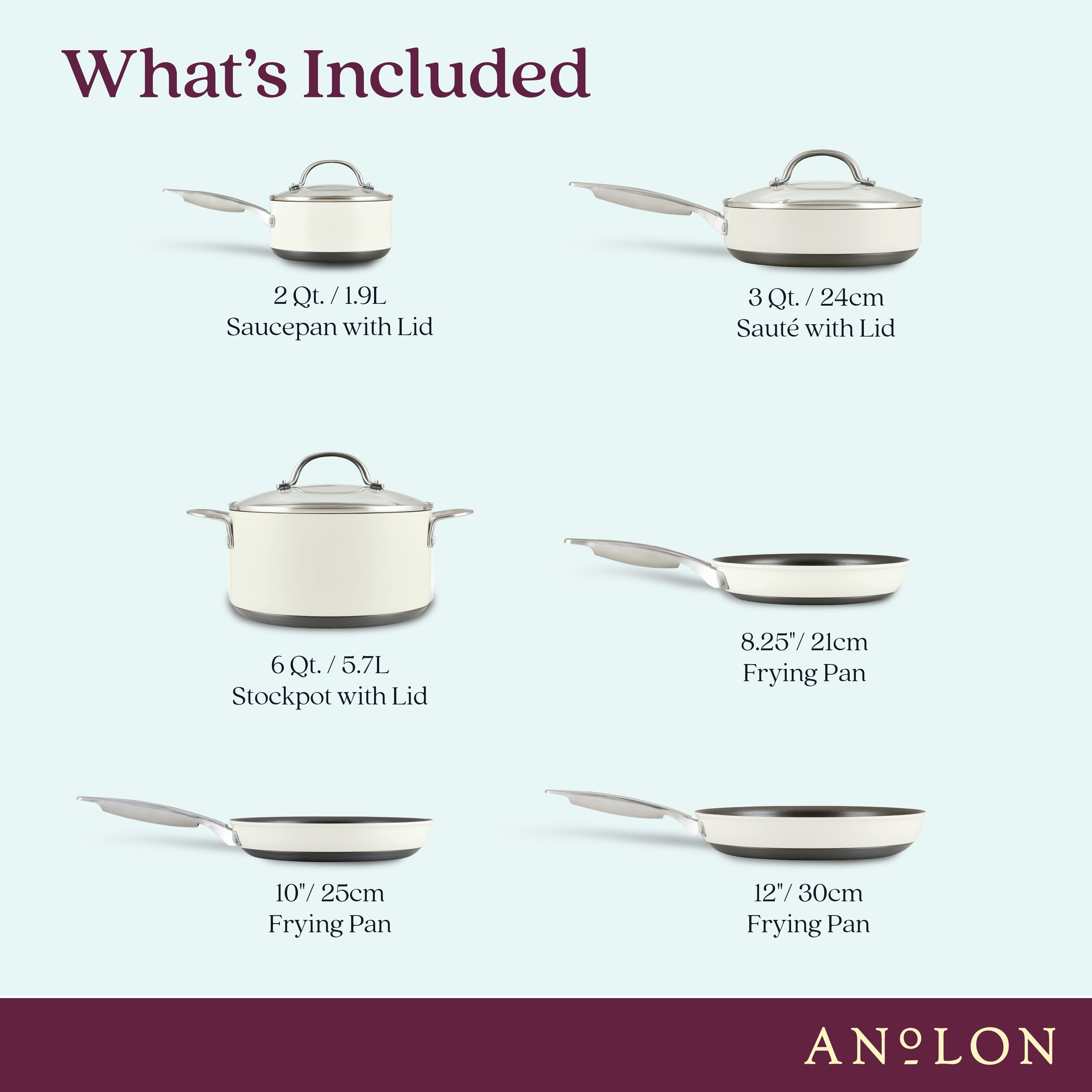 Anolon Achieve Hard Anodized Nonstick Cookware Pots and Pans Set, 9 Piece - Teal