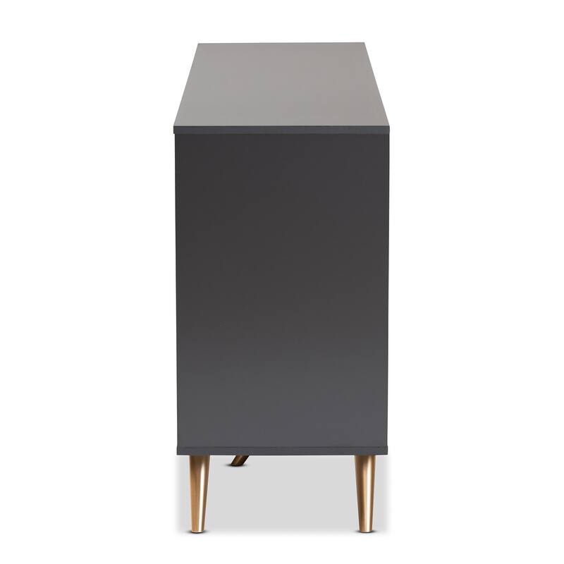 Kelson Modern Dark Grey and Gold Finished Wood 2-Door Sideboard Buffet