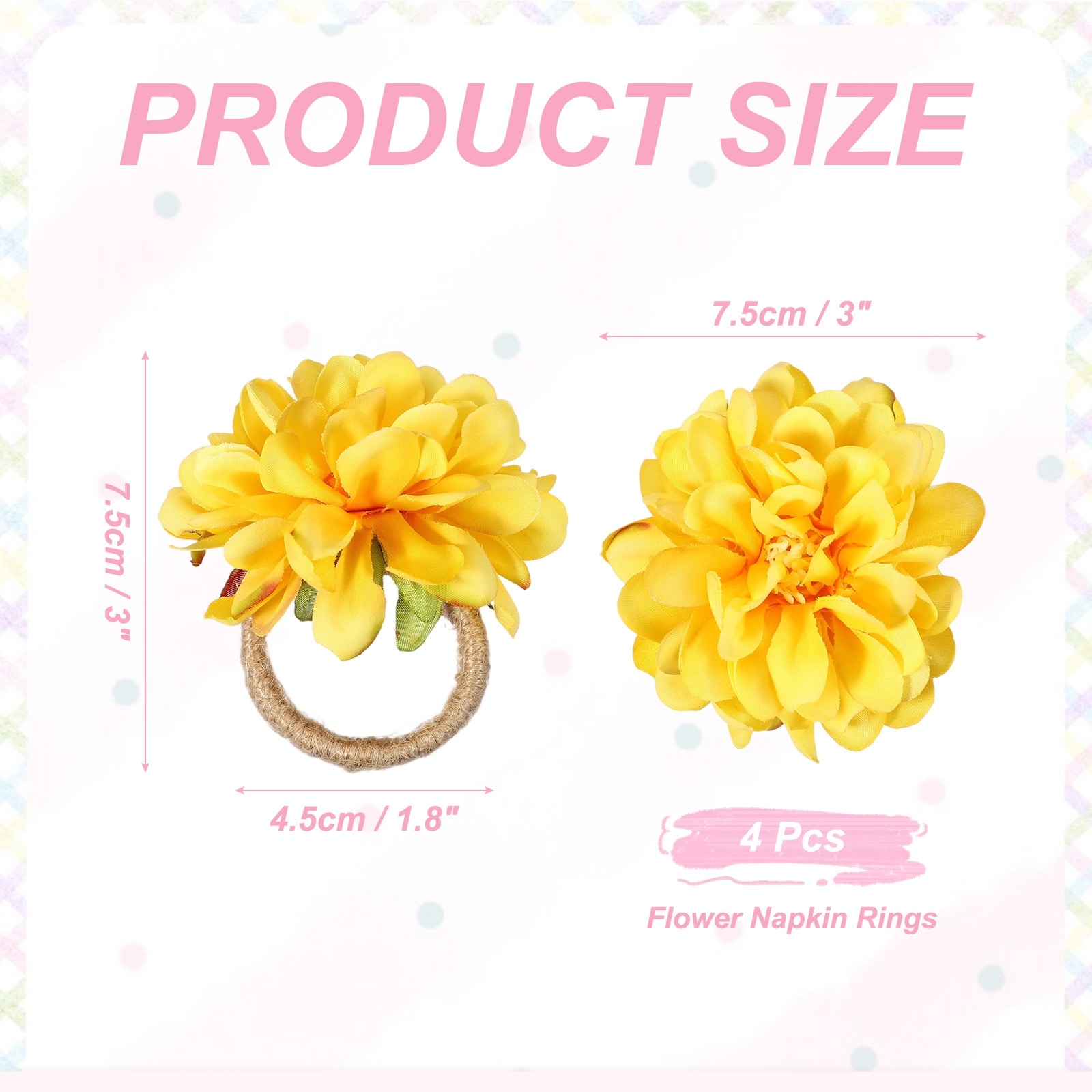 Flower Napkin Rings, Handmade Chrysanthemum  Napkin Ring Holders Buckles Table Decorations