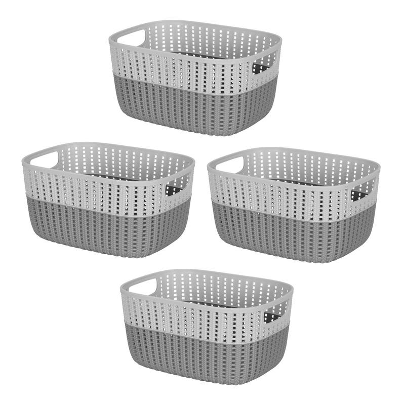 Simplify 2-Tone Decorative Medium Storage Basket - Greys - 4 Pack