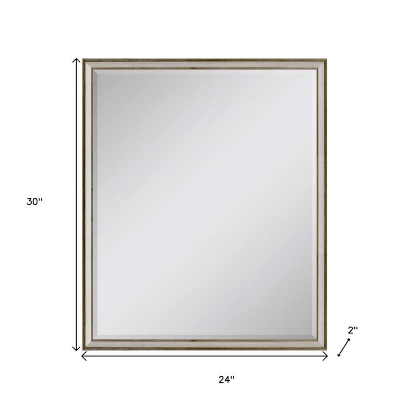 HomeRoots 30" Silver Wood Accent Mirror - 24.00 in. x 30.00 in. x 2.00 in.