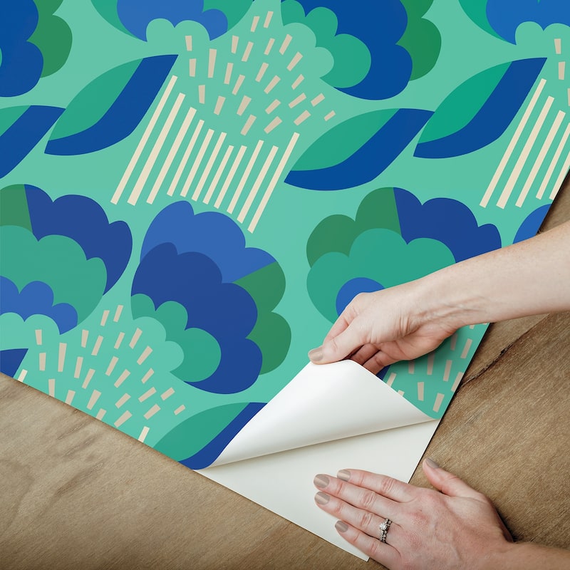 Megan Carter Retro Esme Aqua Peel and Stick Wallpaper