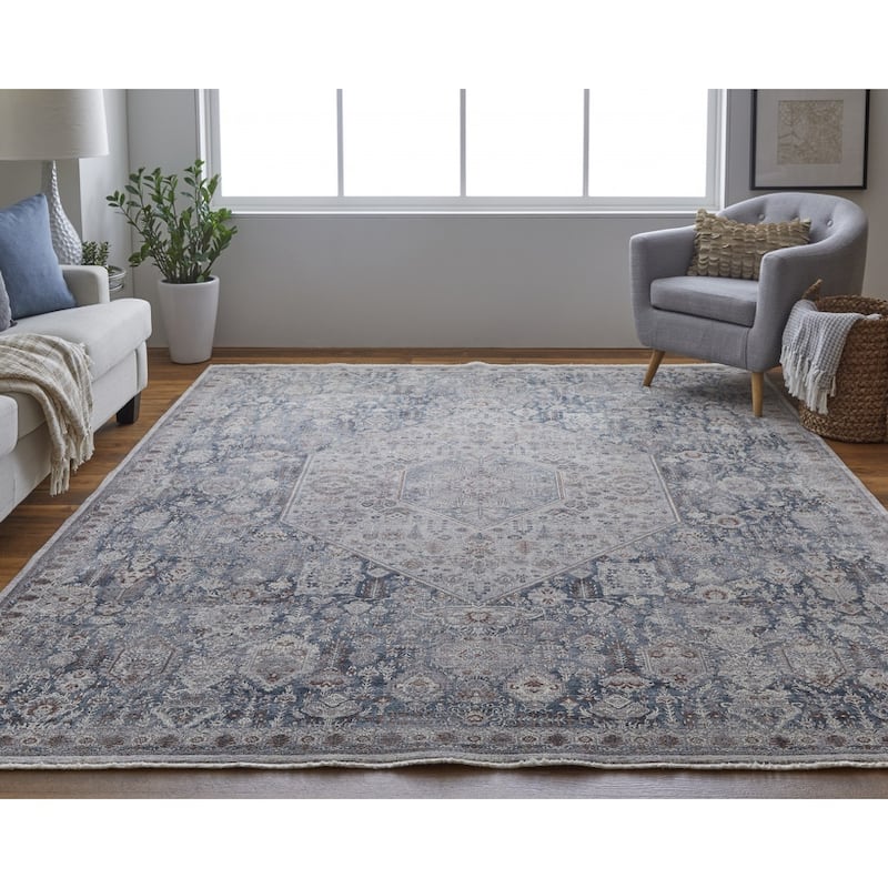 Weke Power Loomed Floral Traditional Stain Resistant Area Rug By HomeRoots - 2' x 3'