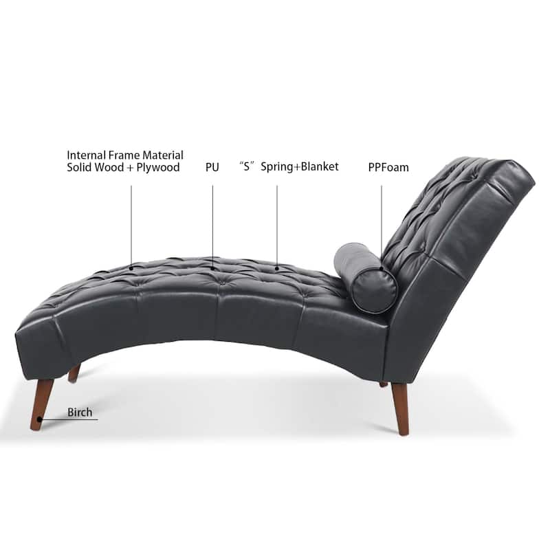 62"W Upholstered Chaise Lounge