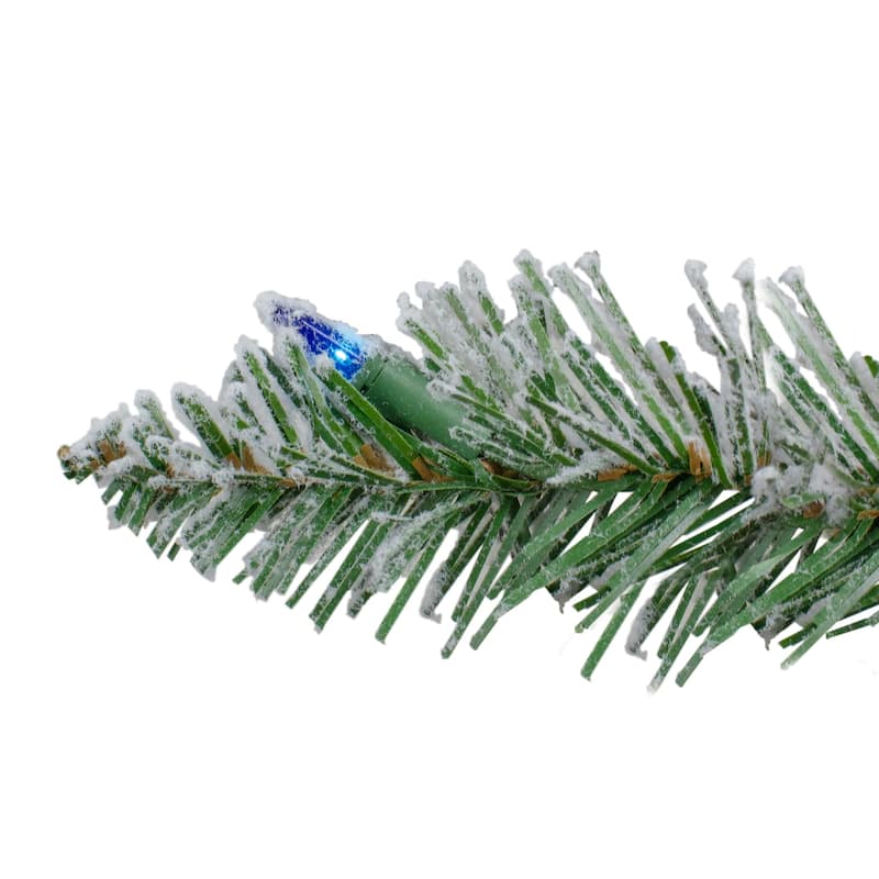 9' x 10" Flocked Pine Artificial Christmas Garland Multi Color Lights