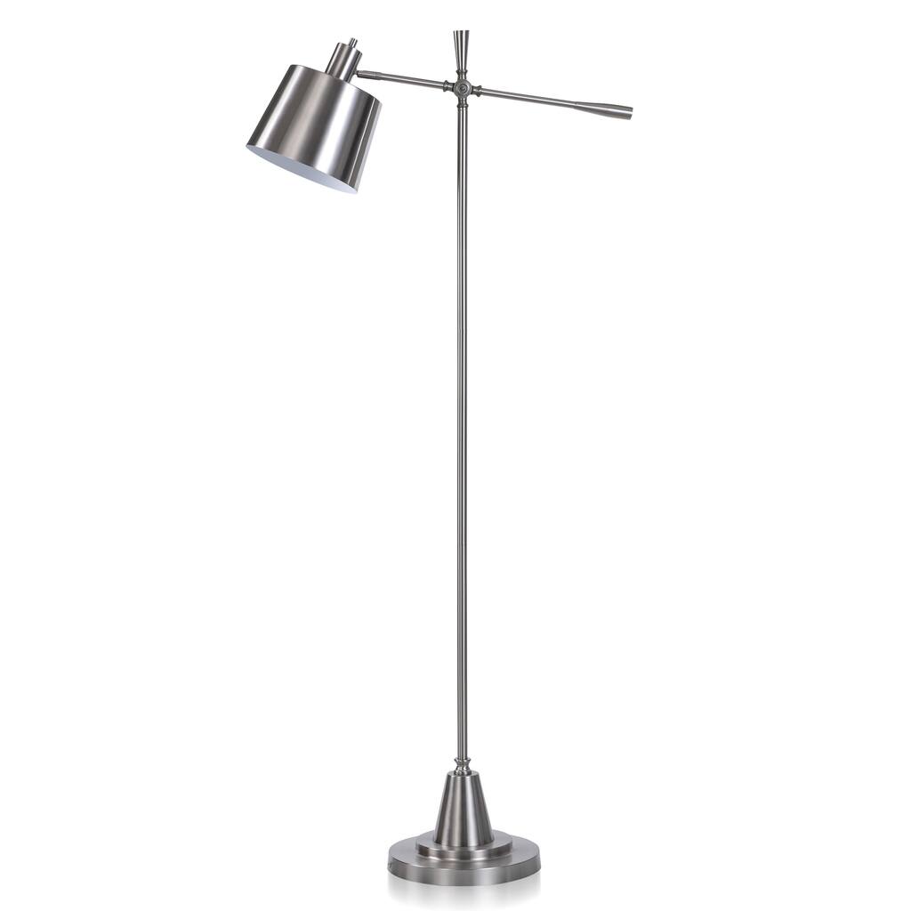Gemma - Steel Task Floor Lamp - Brushed Steel Finish - Silver Shade