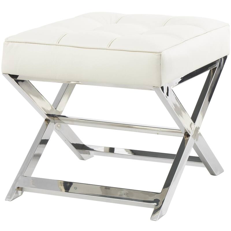 Leather Home Bench or Stool with Stainless Steel Supports - Black or White - Roche River Decor