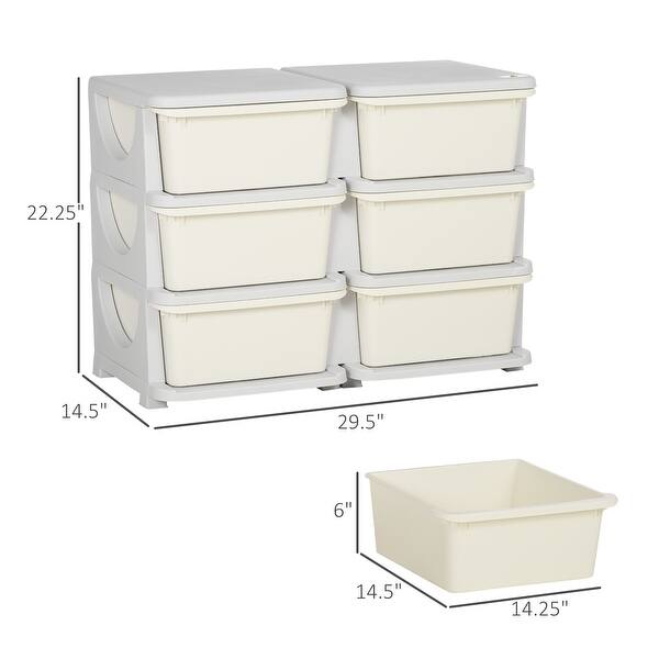 3 Tier Kids Toy Storage Organizer Storage Unit with Removable Drawers,Cream White
