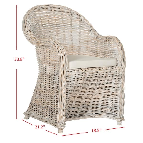 SAFAVIEH Callista White Washed Wicker Club Chair - 24" x 26" x 35"