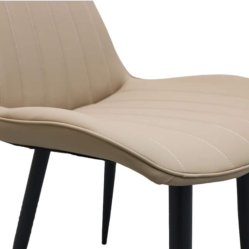 PU Leather Dining Chair with Metal Legs, Wave Pattern Upholstered Armless Chair Set of 2 for Kitchen, Restaurant, Living