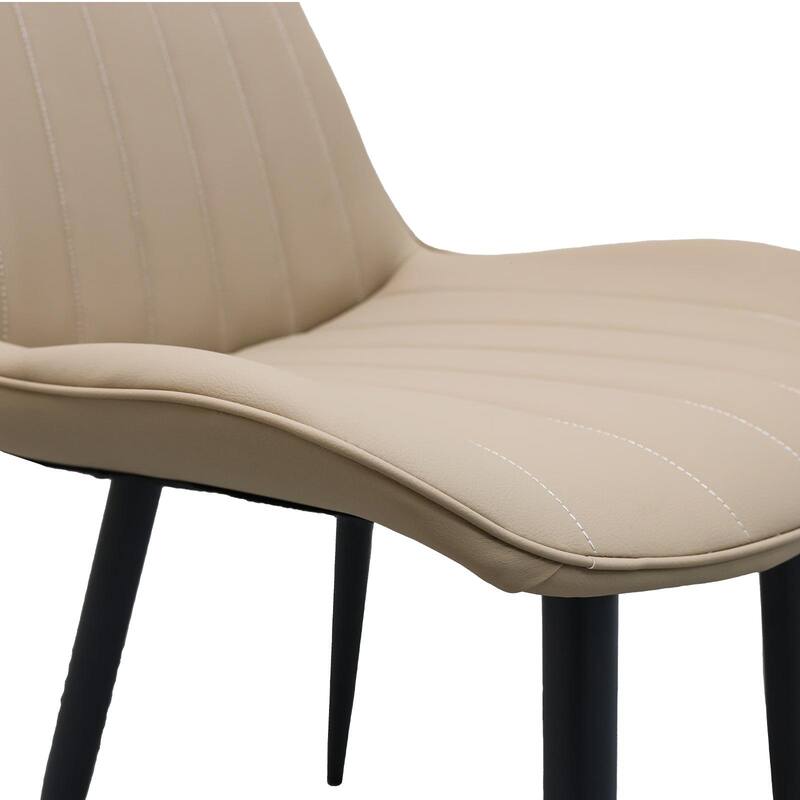 PU Leather Dining Chair with Metal Legs, Wave Pattern Upholstered Armless Chair Set of 6 for Kitchen, Living