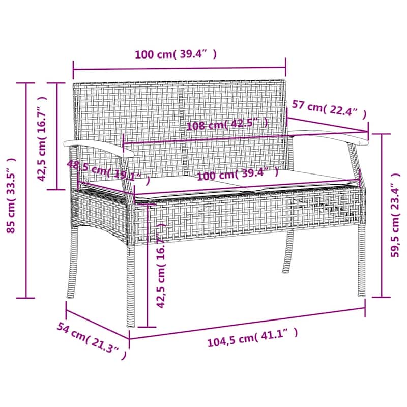 vidaXL Garden Bench Grey, Brown, Navy Blue - 22.4 x 42.5 x 33.5