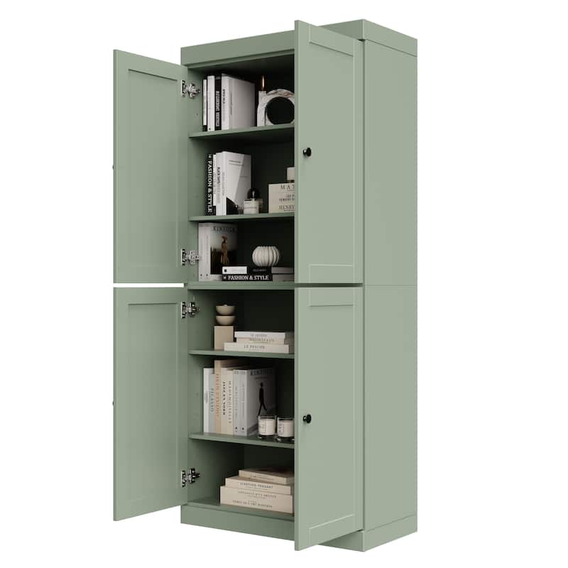 Palace Imports 100% Solid Wood 6-Shelf Bookcase with Shaker Doors and Adjustable Shelves