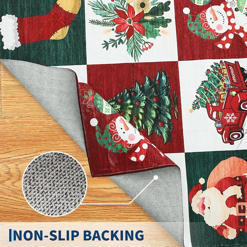 Washable Xmas Style Prints, Christmas Area Rugs Holiday Decor