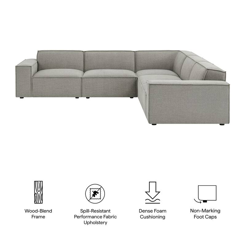 Restore 5-Piece Performance Fabric Upholstered Modular L-Shaped Sofa