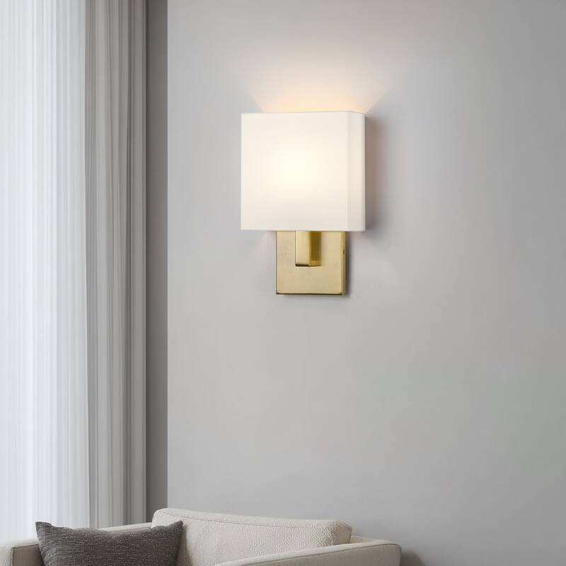 Wall Sconce Light With White Fabric Shade