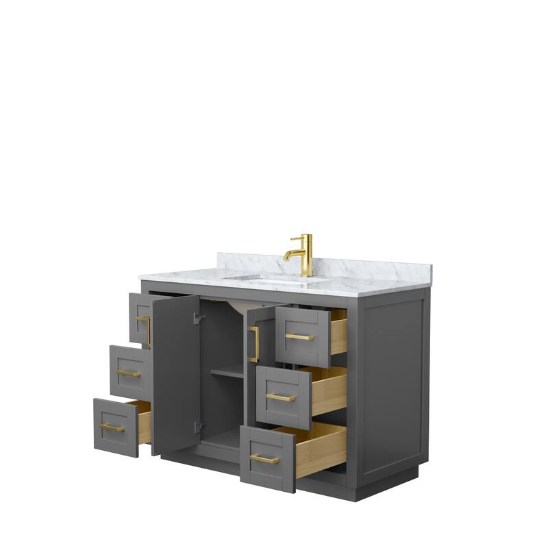 Miranda Single Vanity Set, White Carrara Marble Top, No Mirror
