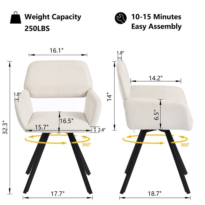 Homy Casa 3-Piece Modern Dining Set with Round Pedestal Table and Upholstered Armchairs