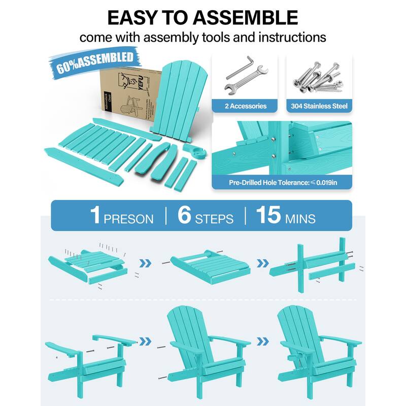 WINSOON All Weather HIPS Outdoor Plastic Adirondack Chairs