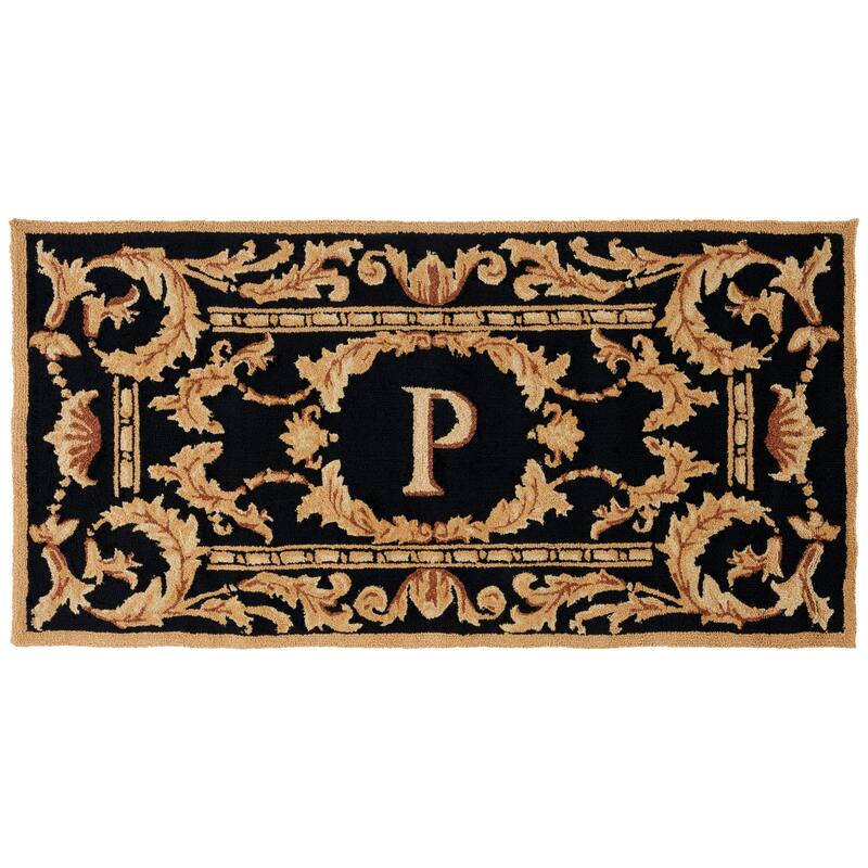 SAFAVIEH Handmade Monogram Berendine Casual Rug - 3' x 6' Runner - P - Black - Runner