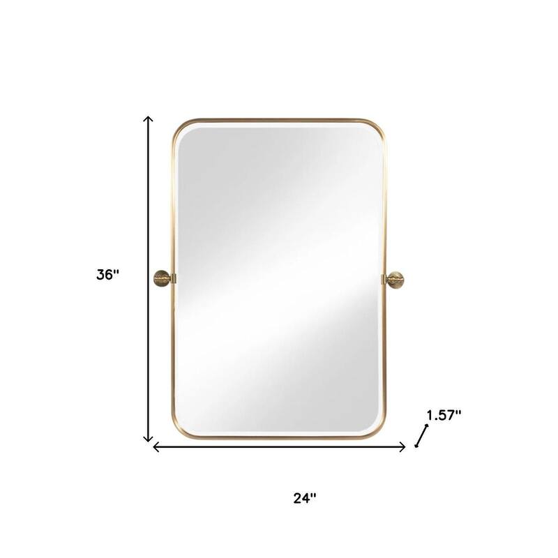HomeRoots 36" Gold Metal Framed Bathroom Vanity Mirror - 24.00 in. x 36.00 in. x 1.57 in.