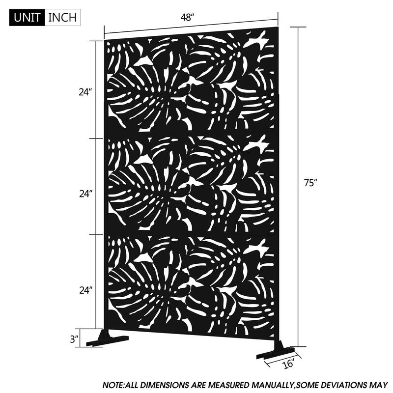 Metal Privacy Screen Wall Decoration Free Standing-6.3 ft. H X 4 ft. W