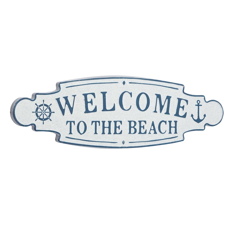 Metal Sign Welcome to the Beach Home Wall Decor - Blue - Roche River Decor