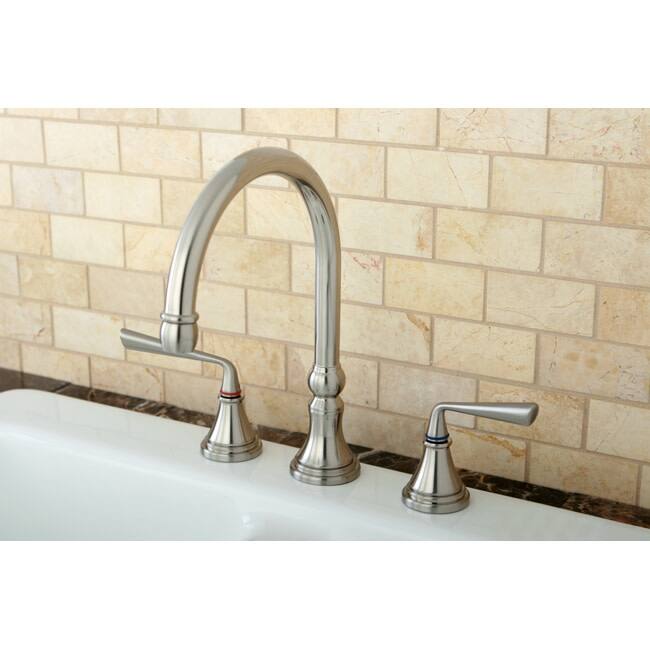 Kingston Brass Silver Sage Widespread Kitchen Faucet with Metal Lever