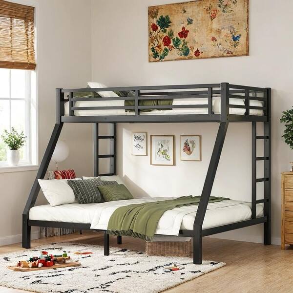 slide 2 of 26, Metal TwinXL/FullXL over Queen Bunk Bed, Space-Saving & Noise Reduced Twin XL