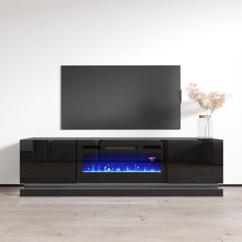 Shu BL-EF Electric Fireplace 71" TV Stand - Black