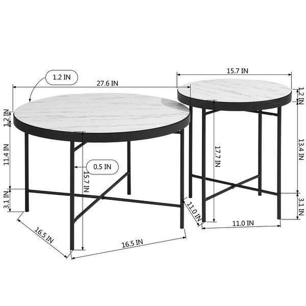 Set Of 2 Round Side Table, Sofa End Table,Accent Table Round, Coffee
