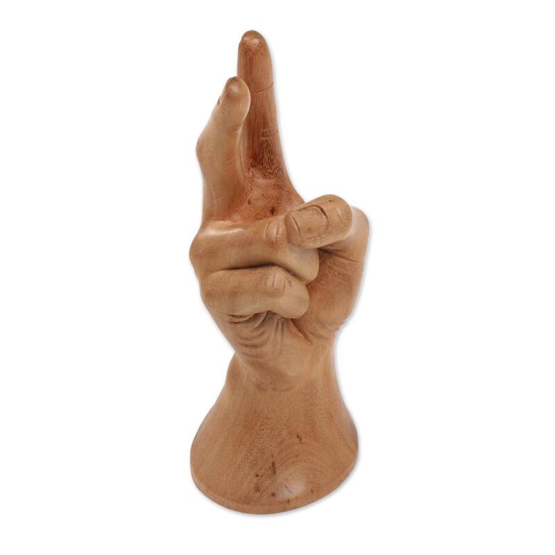 Wood sculpture, 'Peace, Man'