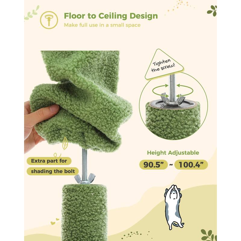 Adjustable Tall Cat Tree Cat Tower with Condo, Hammock and Scratching Post