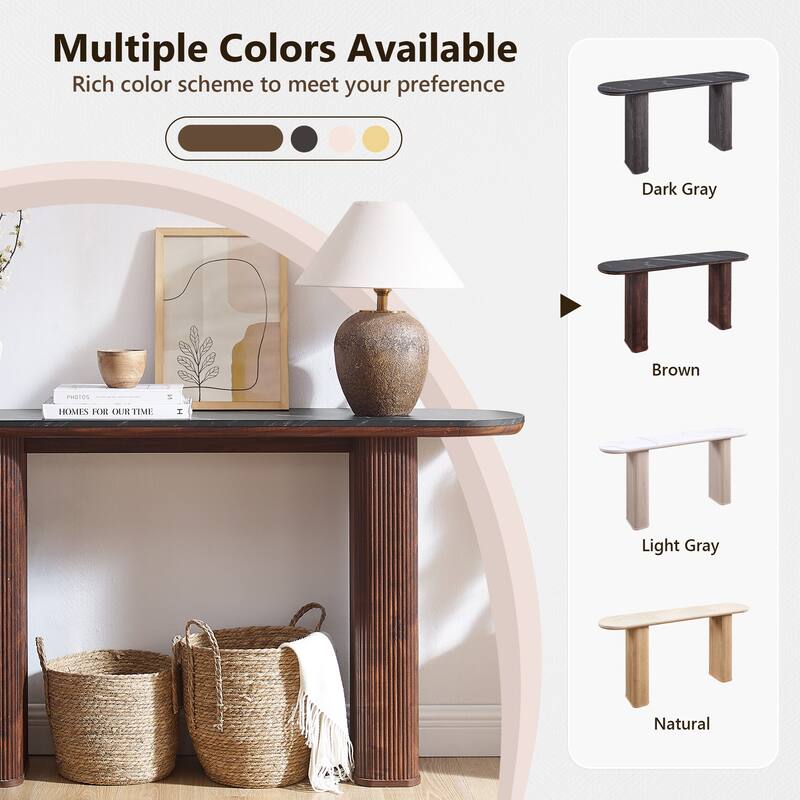63" Modern Console Table, Entryway Table, Sofa Table with Fluted Bases
