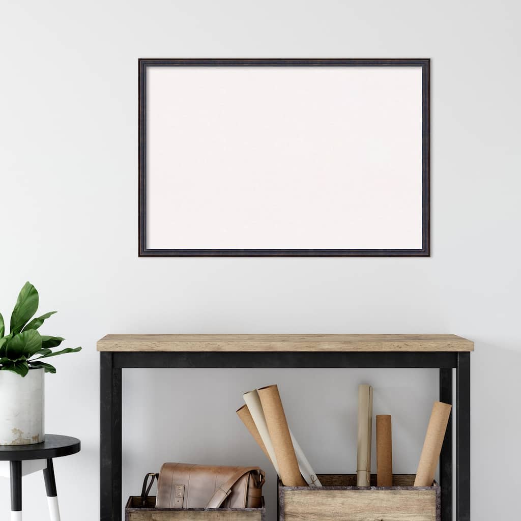 Dark Bronze Scoop Wood Framed White Corkboard Bulletin Board