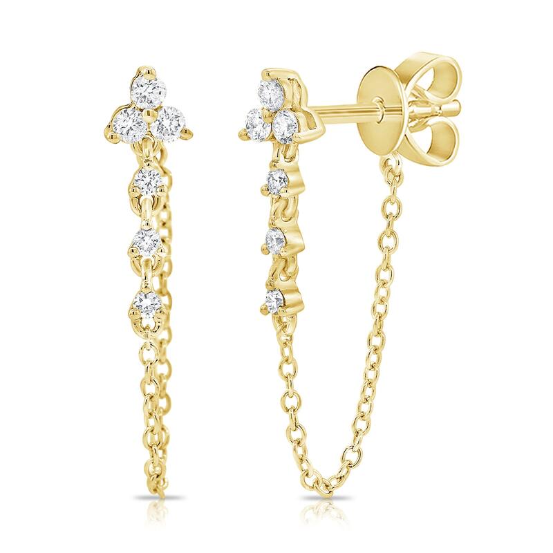 Joelle Collection Diamond Chain Earrings 14K Gold - Yellow