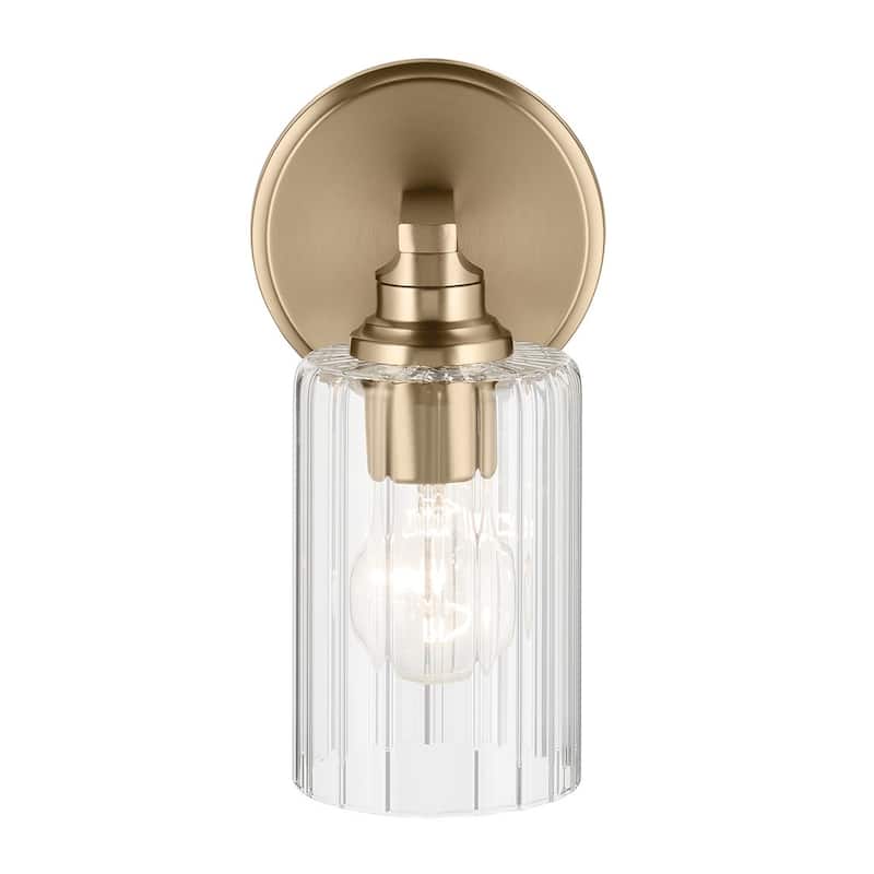 Kichler Lighting Gioe 9.5" 1-Light Wall Sconce with Clear Fluted Glass in Champagne Bronze