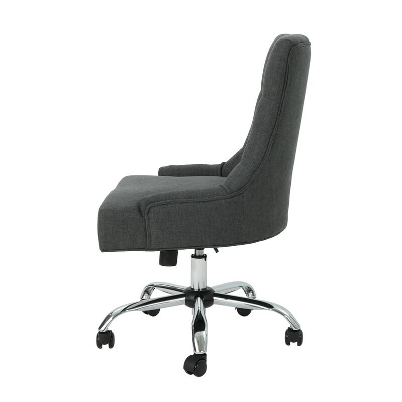 360° Rotating Home Office Chair, Adjustable Height Ergonomic Chair, Upholstered Desk Stool with Metal Base and Wheels - N/A