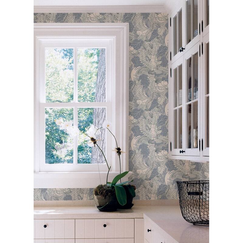 NuWallpaper Botanical Blue Gato Garden Novelty Peel & Stick Wallpaper