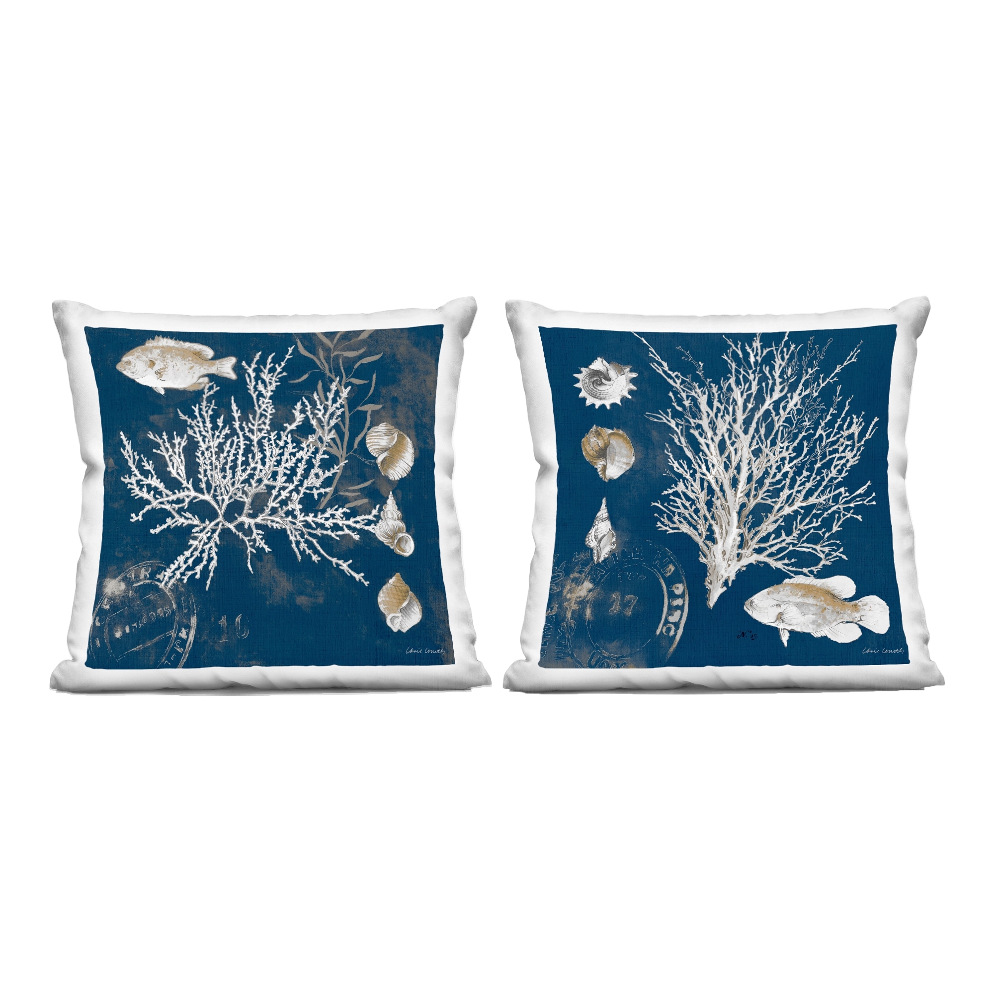 Stupell Vintage Coastal Medley Decorative Printed Throw Pillow Design by Lanie Loreth (Set of 2)
