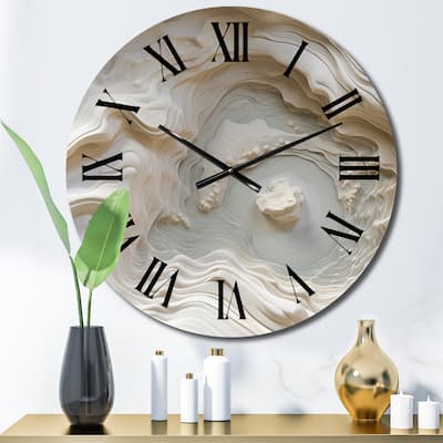 Designart "Cream Spiral Nebula II" Abstract Spirals Oversized Wall Clock