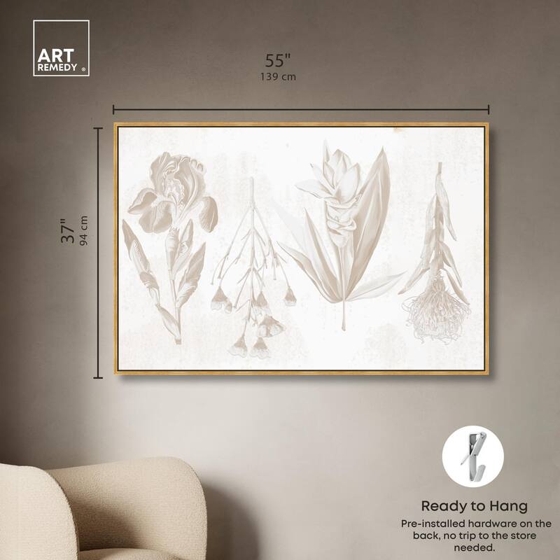 White Pressed Flora Canvas by Art Remedy