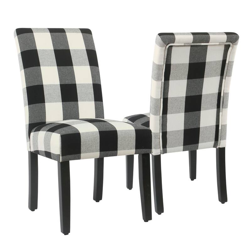 HomePop Black Plaid Parsons Dining Chair (Set of 2) - Black