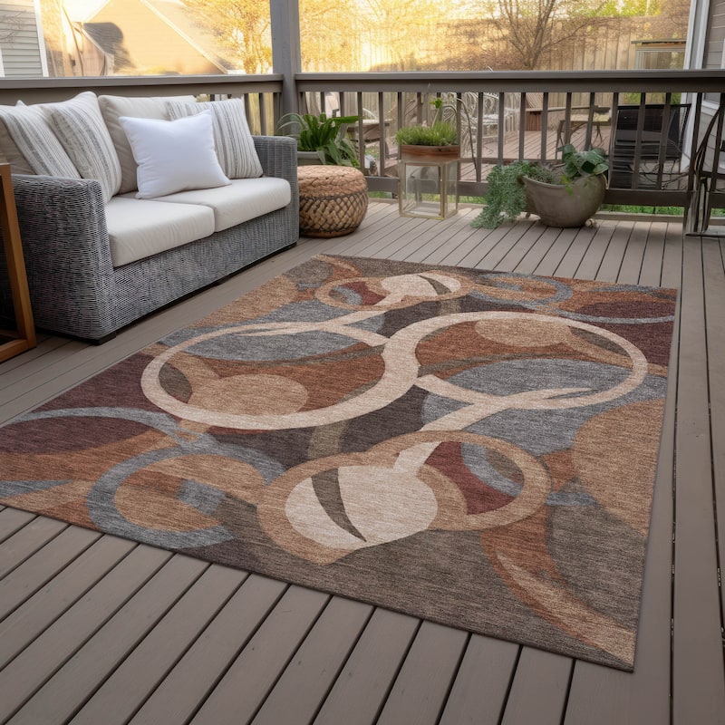 Machine Washable Indoor/Outdoor Contemoorary Deco Chantille Rug