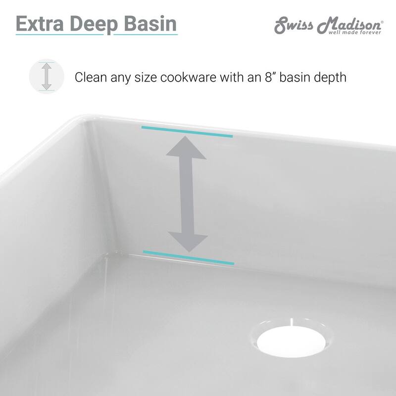 Swiss Madison Limoges 30 x 18 Ceramic, Farmhouse Kitchen Sink with Apron - 18.5" x 30.5" x 10.5"