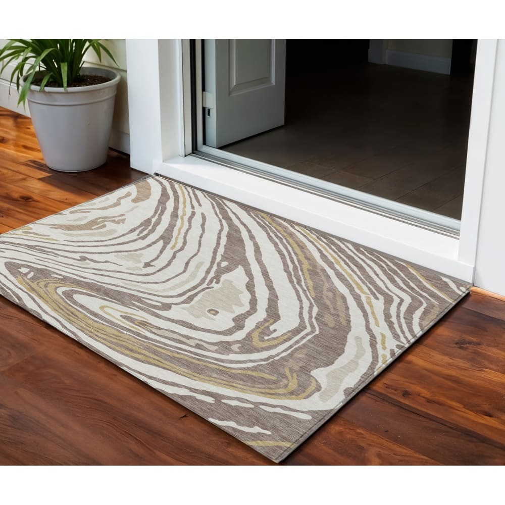 HomeRoots Abstract Transitional Rectangle Outdoor Rug