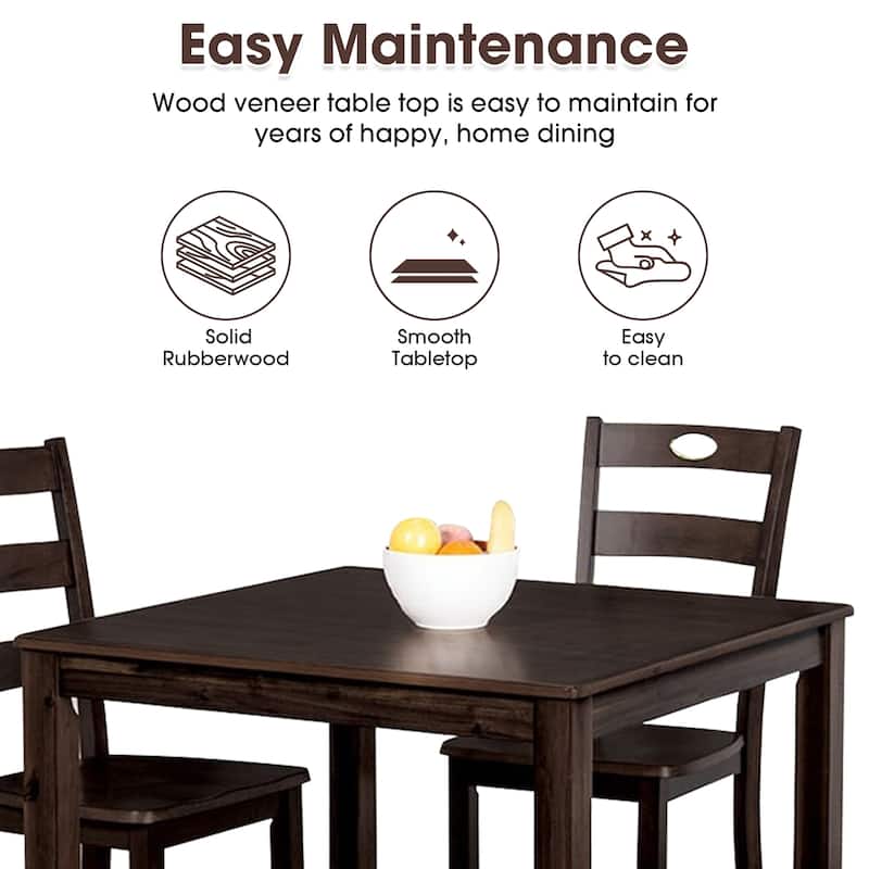 Farmhouse Expresso Solid Wood 5-piece Dining Table Set