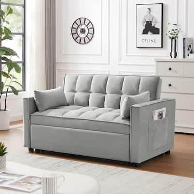 Reclining Backrest,Toss Pillows, Pockets,Furniture for Living Room,3 in 1 Convertible Sleeper Sofa Bed